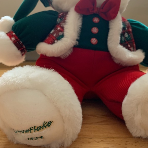 ♦️SOLD♦️VINTAGE 1994 CHRISTMAS SNOWFLAKE TEDDY BEAR 22” - Picture 9 of 11